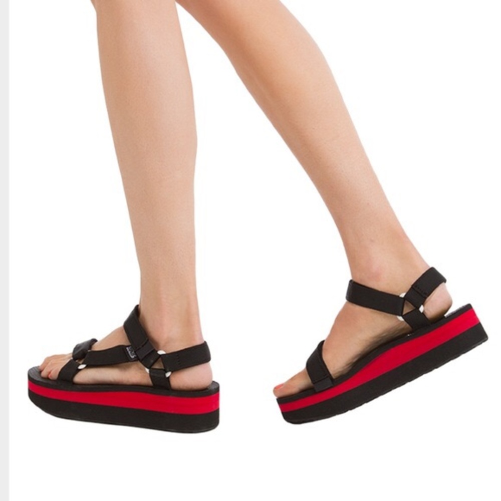 Teva Black and Red Platform Sandals